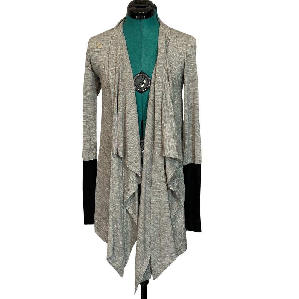Icebreaker Merino‎ Wool  Bliss Wrap Cardigan Grey Black XS Waterfall Drape